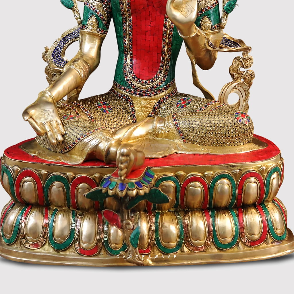 Meenakari Brass Superfine Tara Statue - 33 inches - Image 6