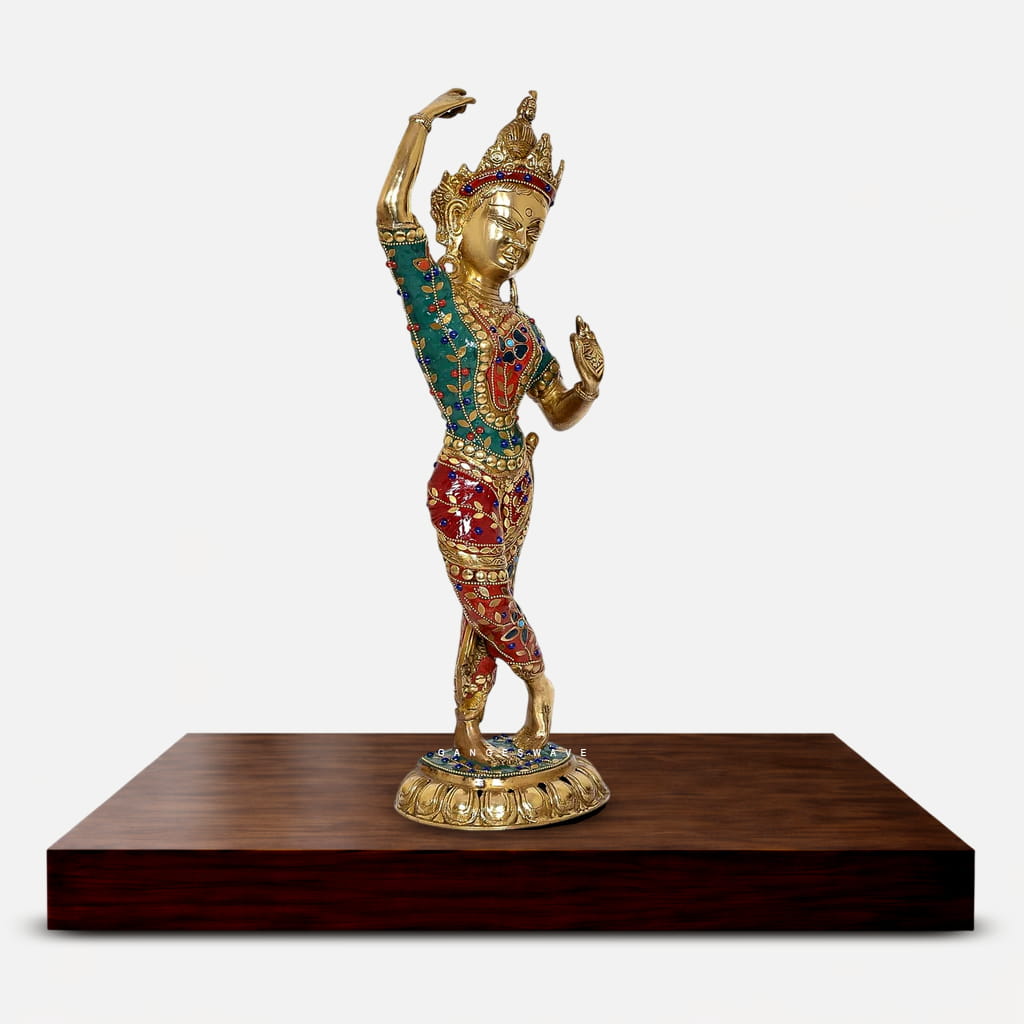 Handcrafted Meenakari Brass Tara Statue - 20 inches - Image 4