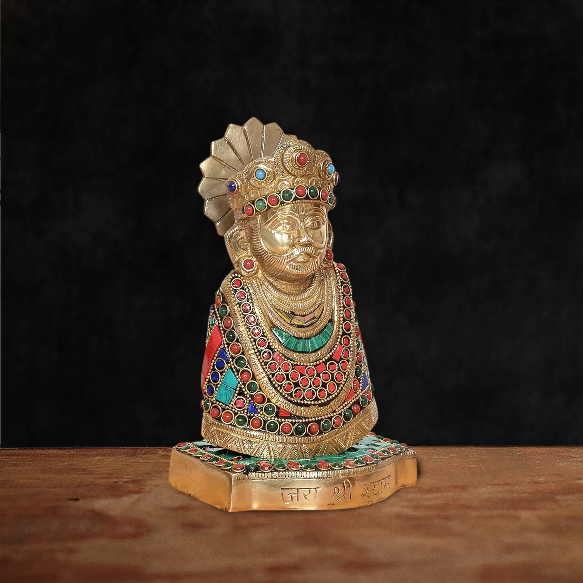 Brass Khatu Shyam Ji Murti with Meenakari Work - 8 inches - Image 4