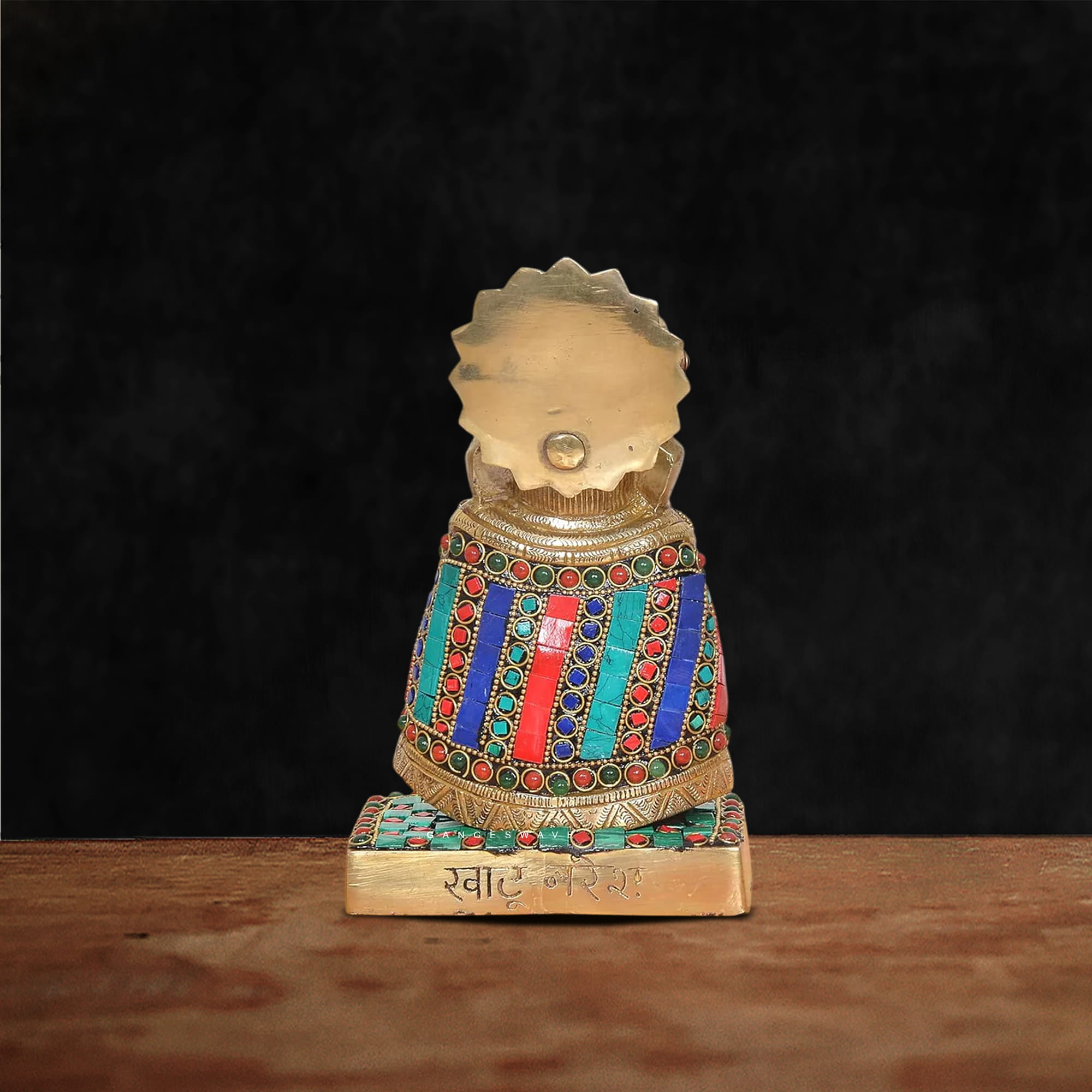 Brass Khatu Shyam Ji Murti with Meenakari Work - 8 inches - Image 3