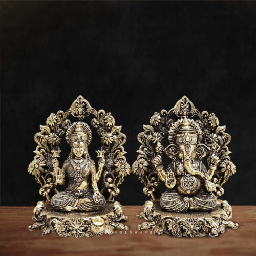 Superfine Brass Lakshmi & Ganesha Idol Set - 5 inches