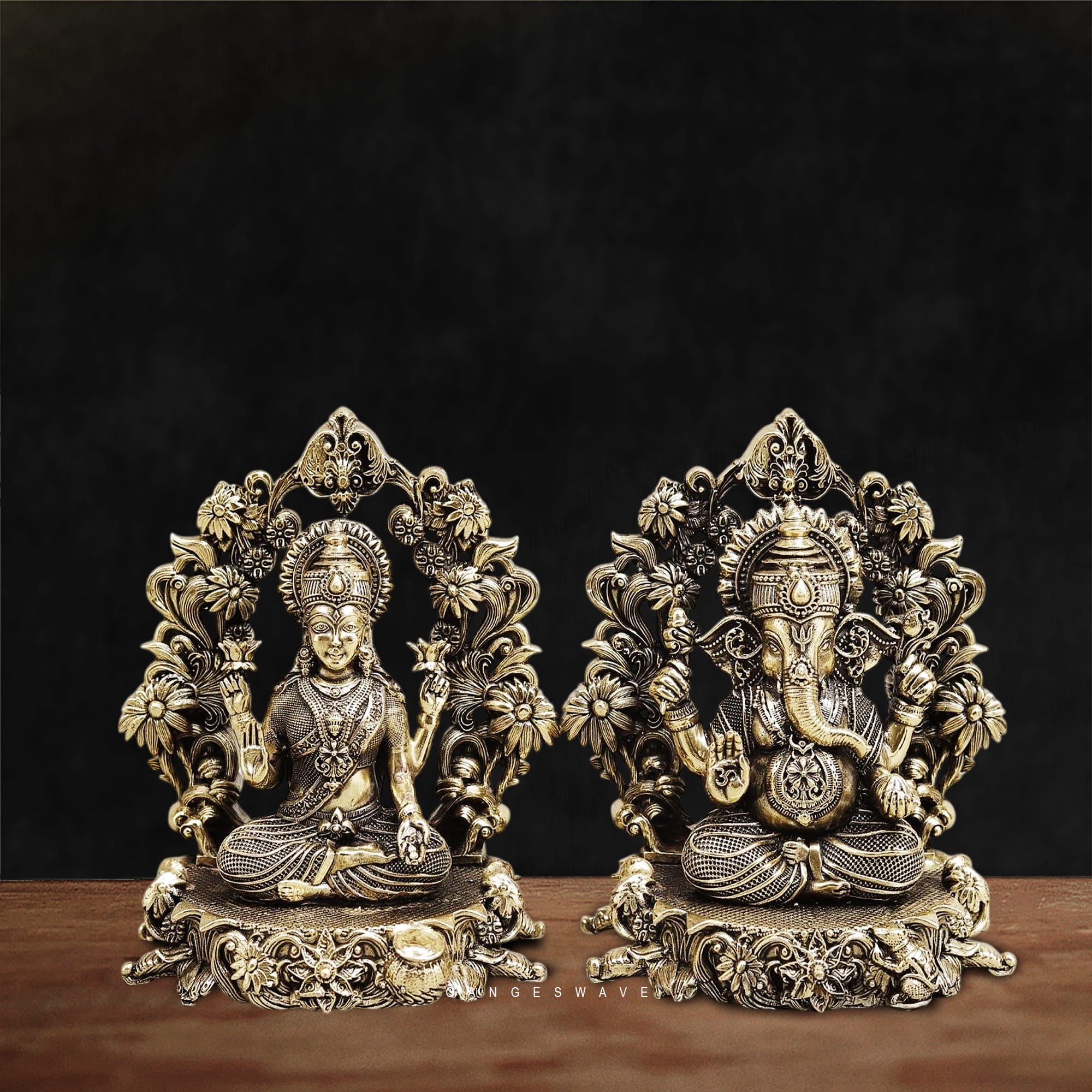 Superfine Brass Lakshmi & Ganesha Idol Set - 5 inches