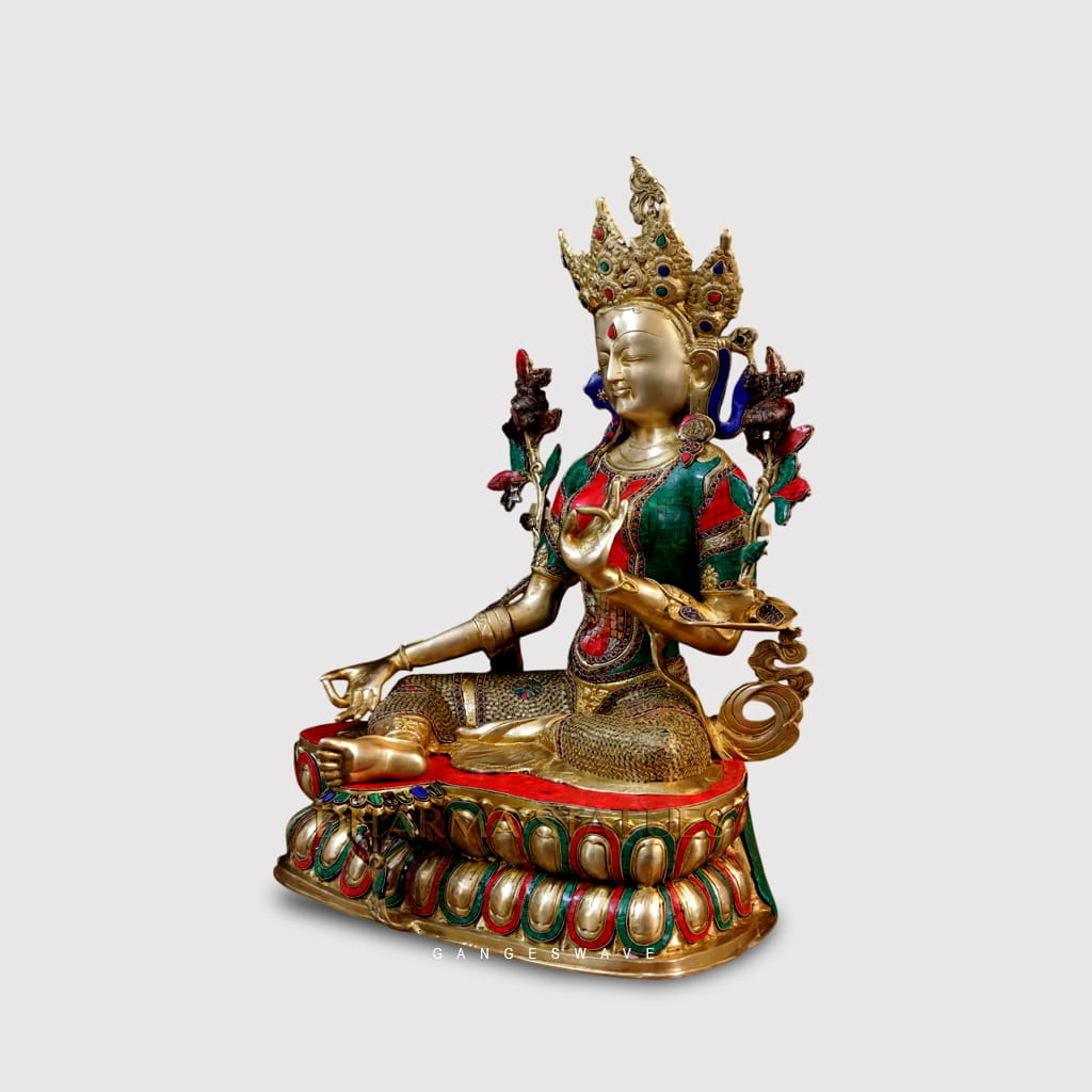 Meenakari Brass Superfine Tara Statue - 33 inches - Image 4