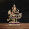 Meenakari Brass Saraswati Statue on Hamsa - 20 inches