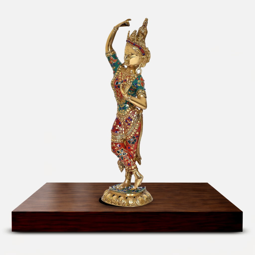 Handcrafted Meenakari Brass Tara Statue - 20 inches - Image 5