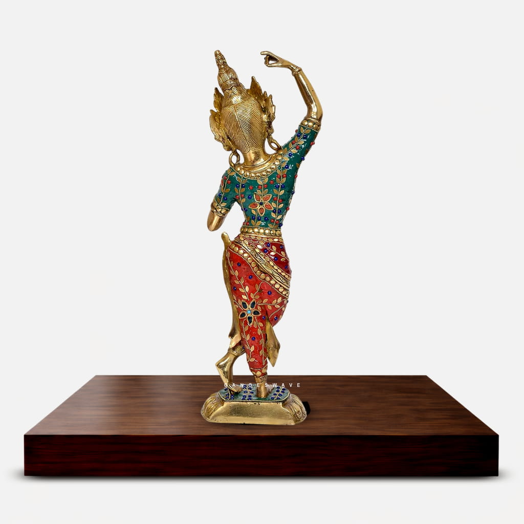 Handcrafted Meenakari Brass Tara Statue - 20 inches - Image 3
