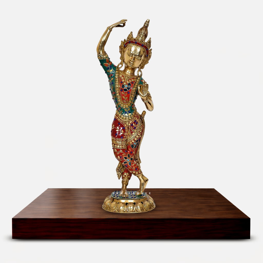 Handcrafted Meenakari Brass Tara Statue - 20 inches