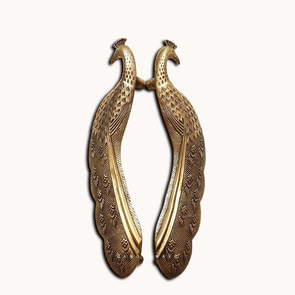 Peacock Brass Door Handle (Pair) - 18 inches - Image 2