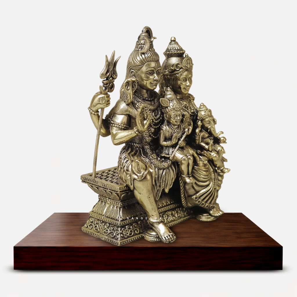 Brass Shiv Parivar Statue - 6 inches - Image 3