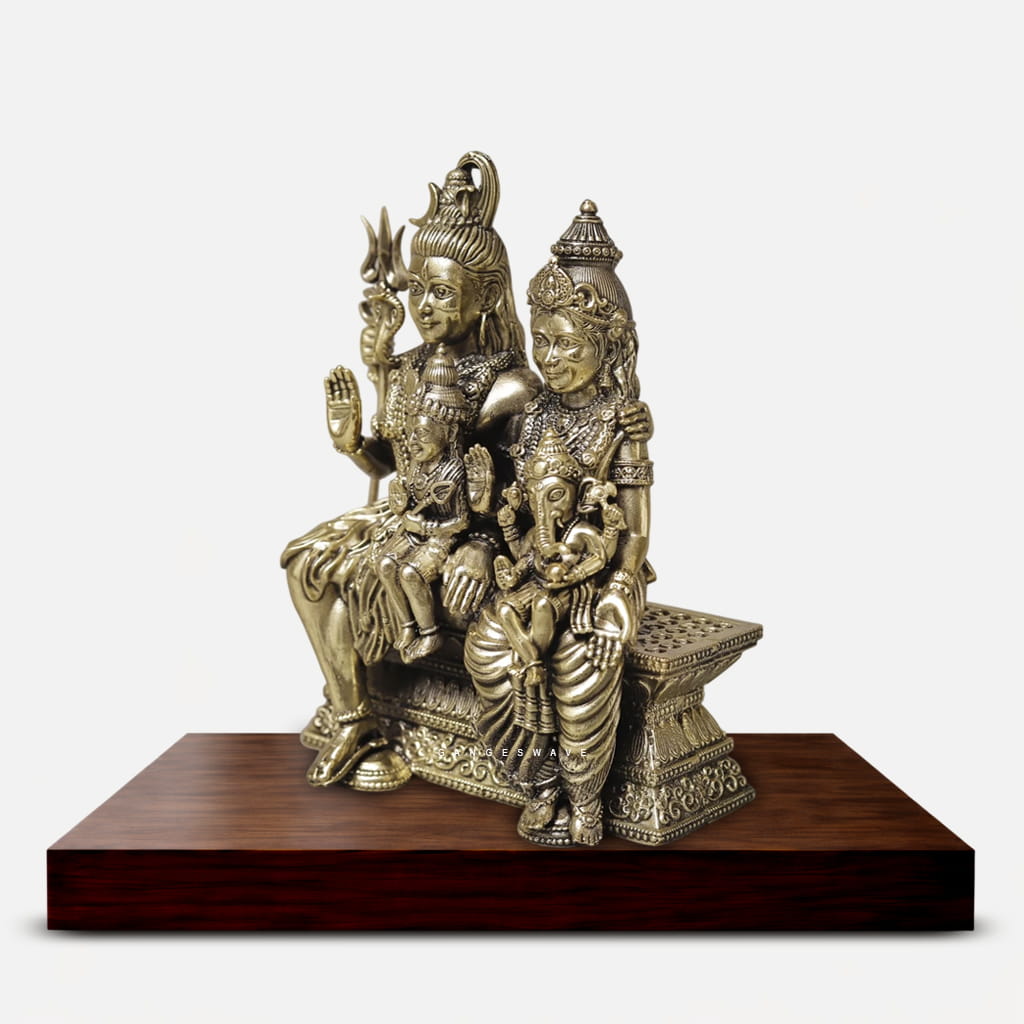 Brass Shiv Parivar Statue - 6 inches - Image 4
