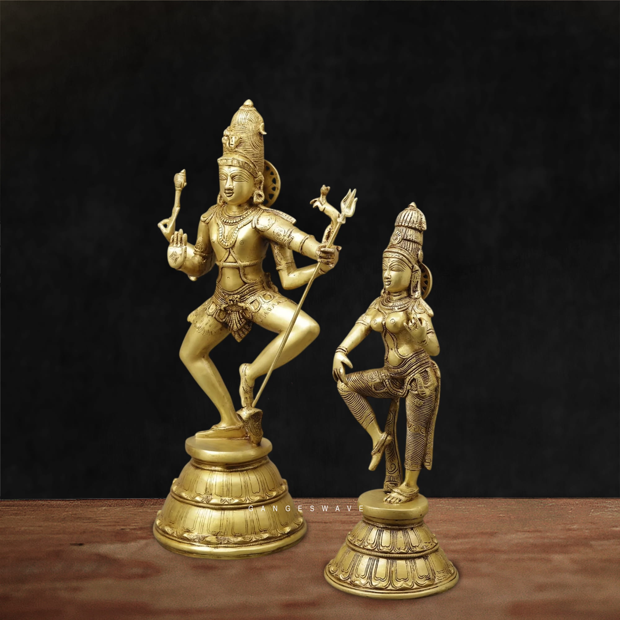 Divine Dancing Shiva and Devi Brass Sculpture - Image 5