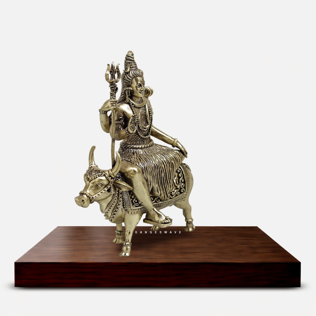 Shiva Superfine Brass Murti on Nandi - 6 inches - Image 2