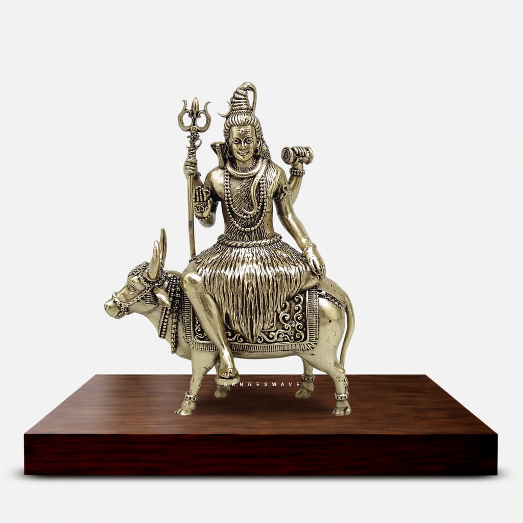 Shiva Superfine Brass Murti on Nandi - 6 inches