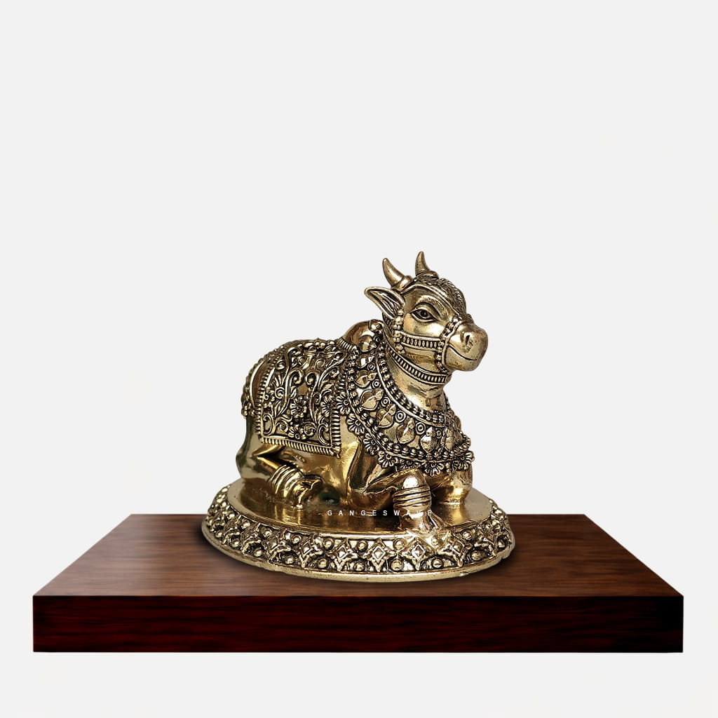 Decorative Nandi Superfine Brass Statue - 8 inches - Image 3