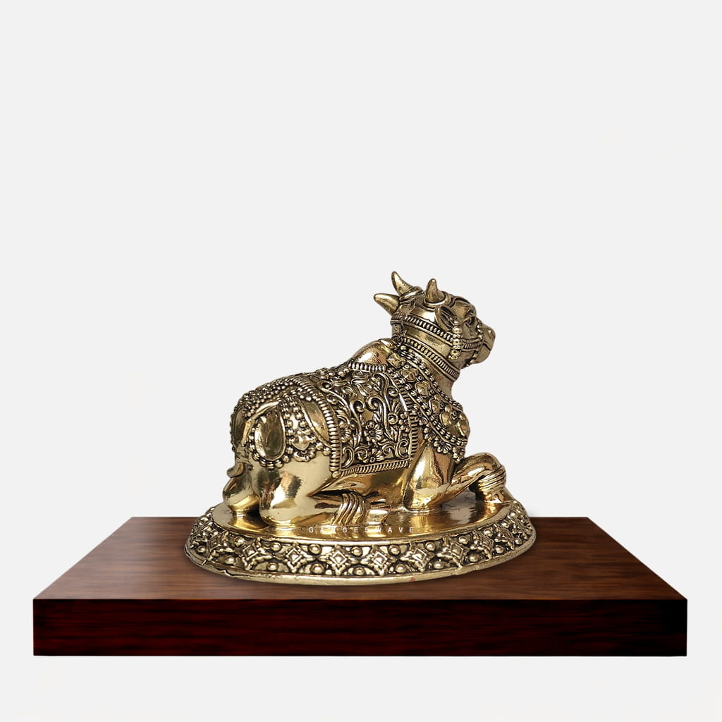 Decorative Nandi Superfine Brass Statue - 8 inches - Image 2