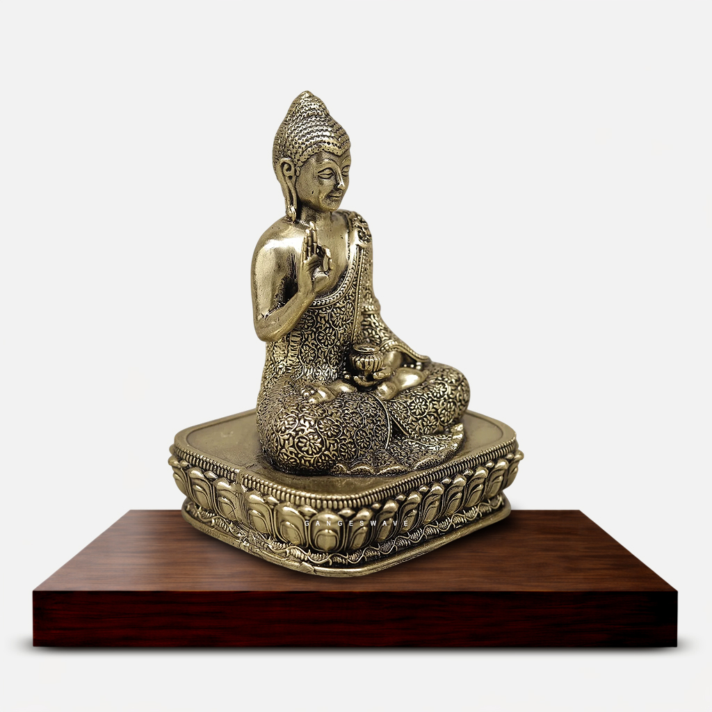 Brass Meditating Buddha Statue - 4 inches - Image 3