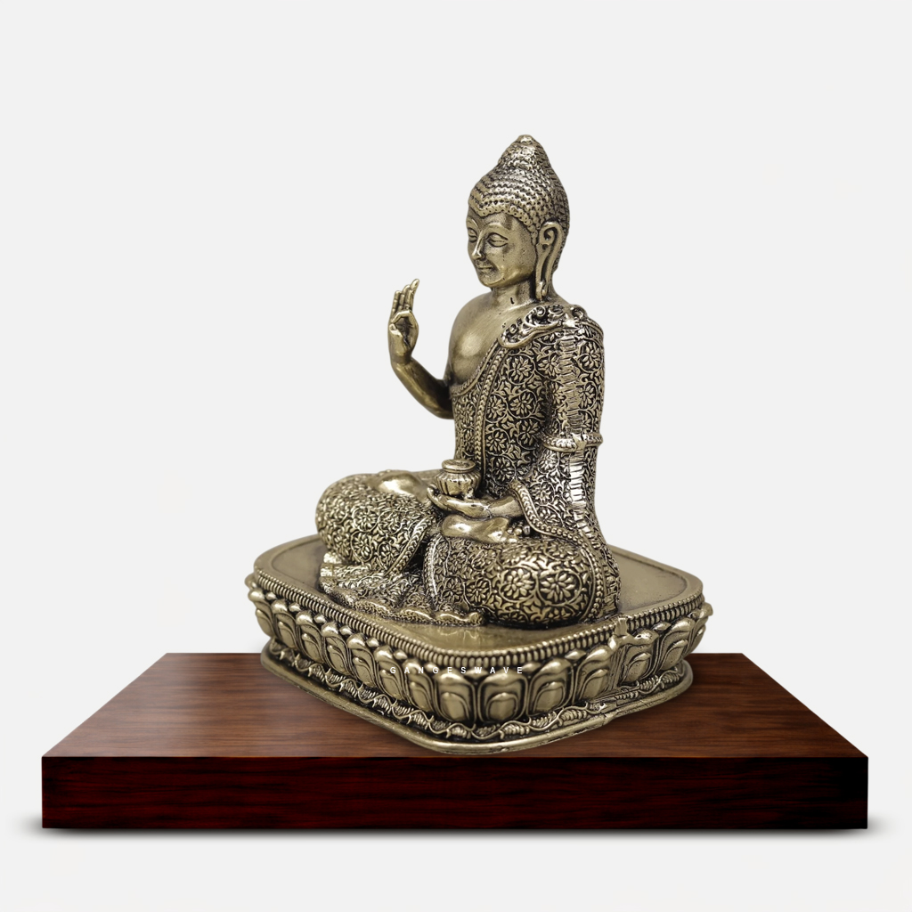 Brass Meditating Buddha Statue - 4 inches - Image 2