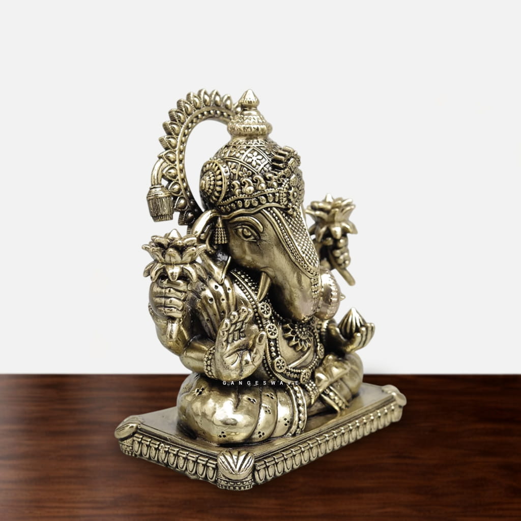 Superfine Brass Lord Ganesha Statue - 6 inches - Image 2
