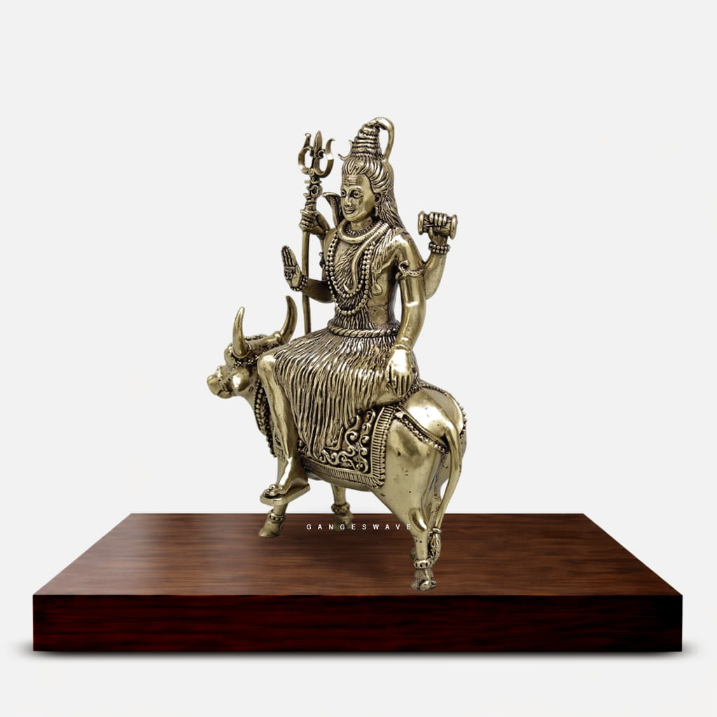 Shiva Superfine Brass Murti on Nandi - 6 inches - Image 3