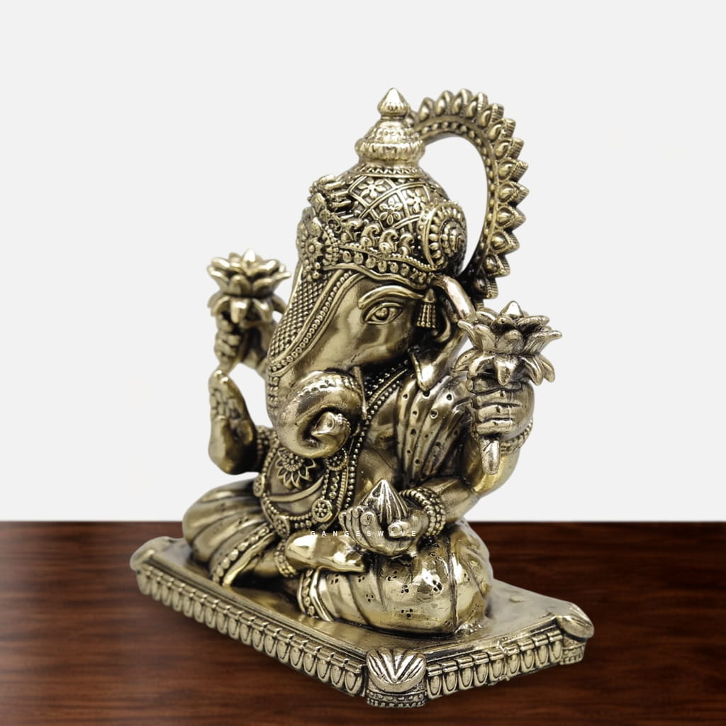 Superfine Brass Lord Ganesha Statue - 6 inches - Image 5