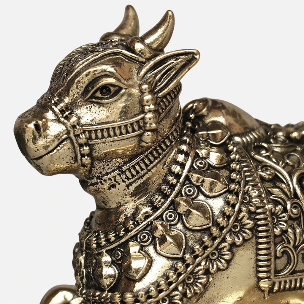 Meenakari Brass Nandi Idol - 4 inches - Image 3