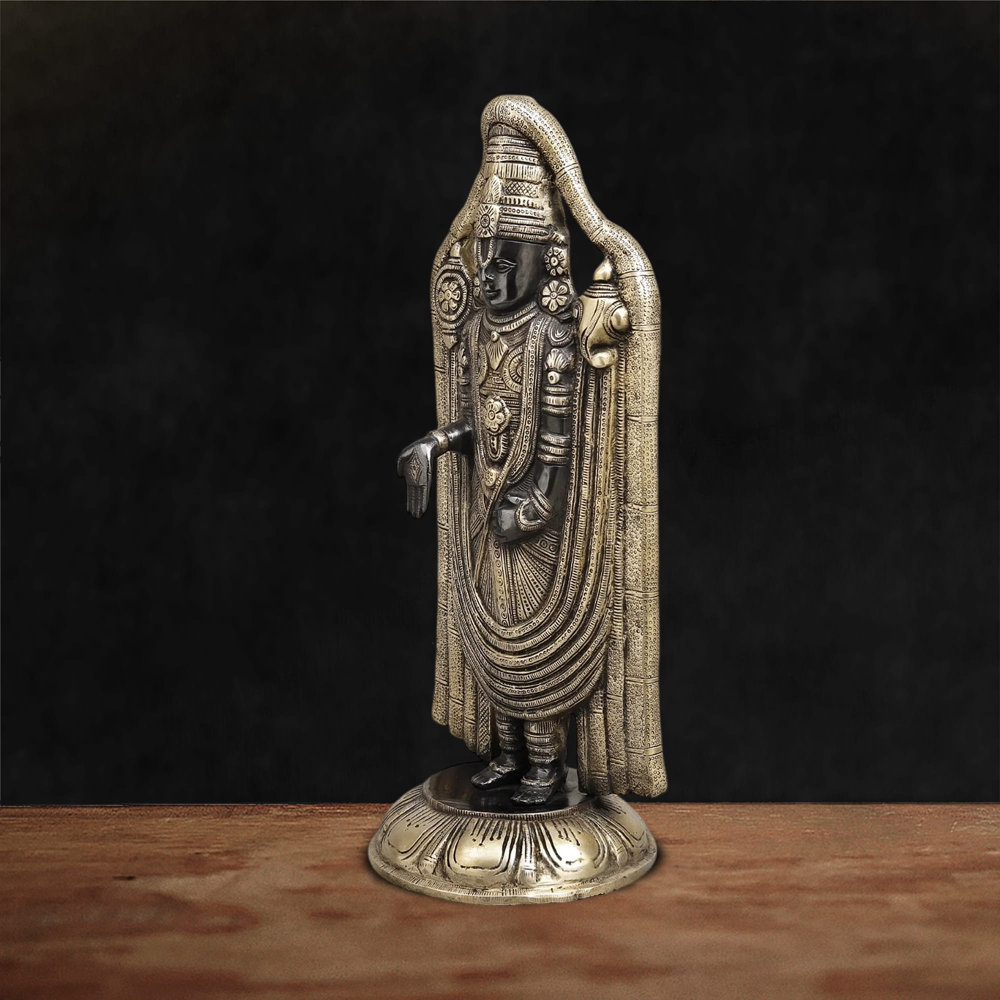 Brass Tirupati Balaji Statue in Antique Finish - 19 inches - Image 3