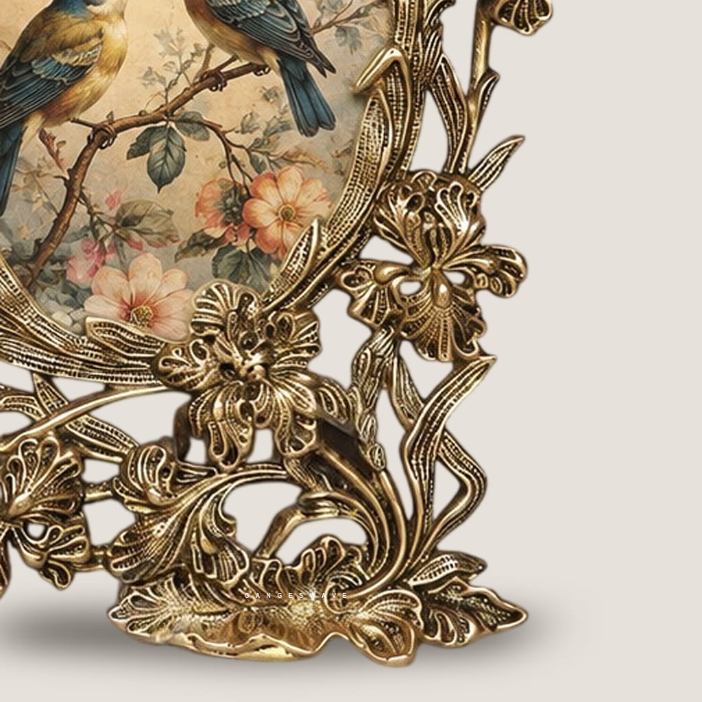 Antique Finish Brass Floral Photo Frame - 14 inches - Image 4