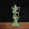 Vintage Green Brass Dancing Ganesha Statue on Sheshnag - 20 inches