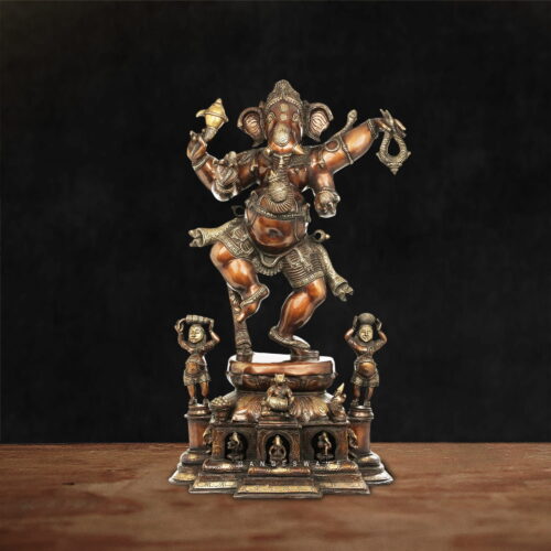Vintage Finish Superfine Brass Nritya Ganesha Statue - 40 inches