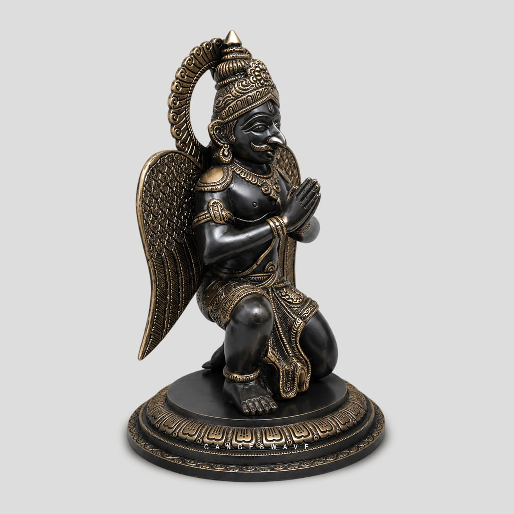 Antique Finish Brass Garuda Idol Statue - 12 inches - Image 4