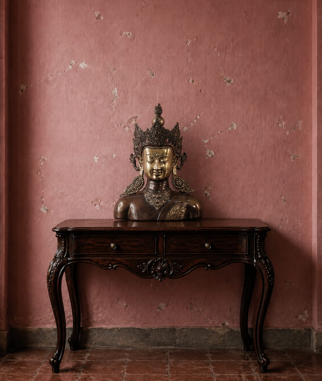 Vintage Patina Crown Buddha Bust Decor