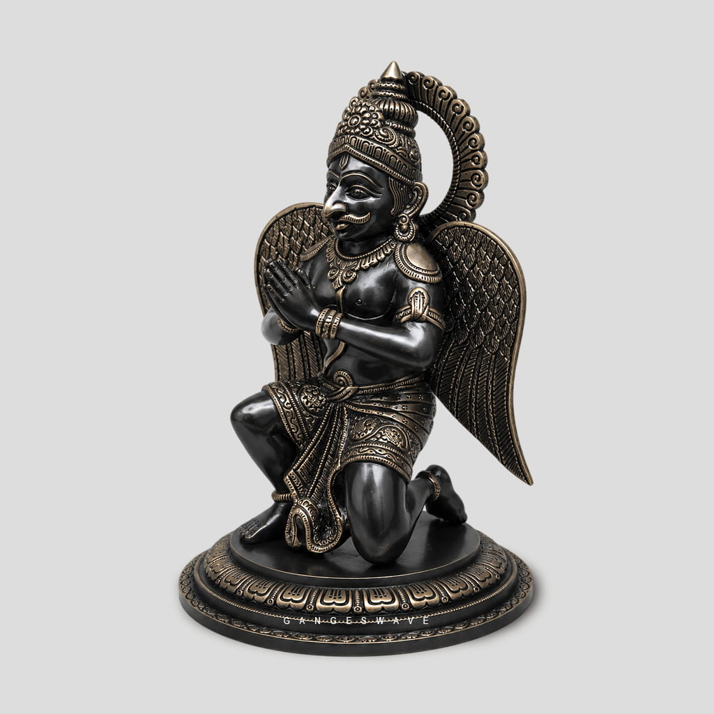 Antique Finish Brass Garuda Idol Statue - 12 inches - Image 5