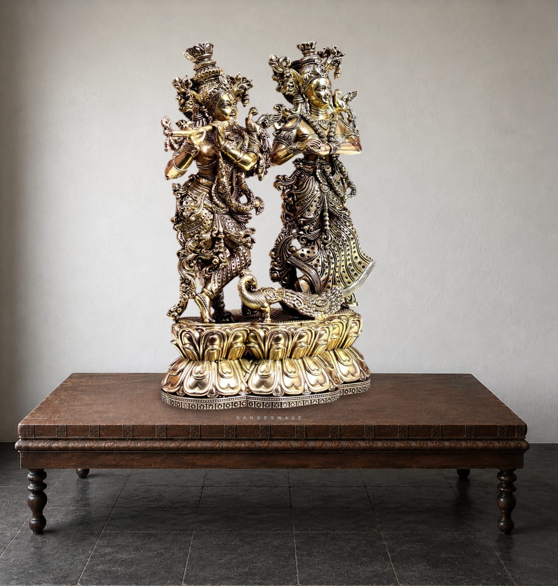 Superfine Brass Radha Krishna Idol - 8 inches - Image 4