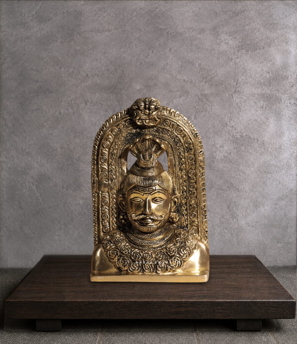 Handcrafted Solid Brass Shiva Bust Wall Sculpture with Antique Finish for Luxury Home Décor