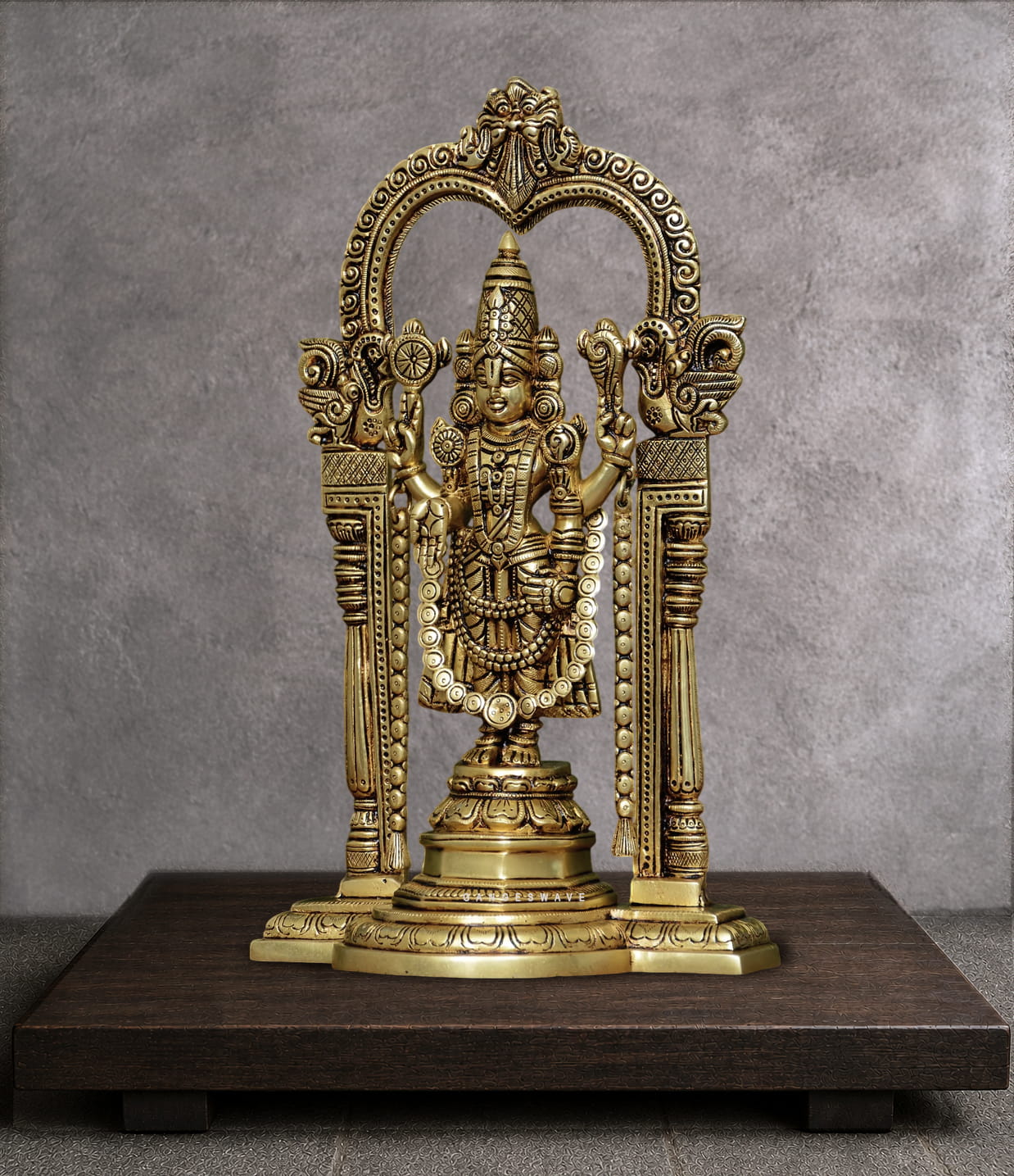 14 inches Brass Tirupati Balaji Statue with Prabhavali | Venkateswara Idol - Image 4