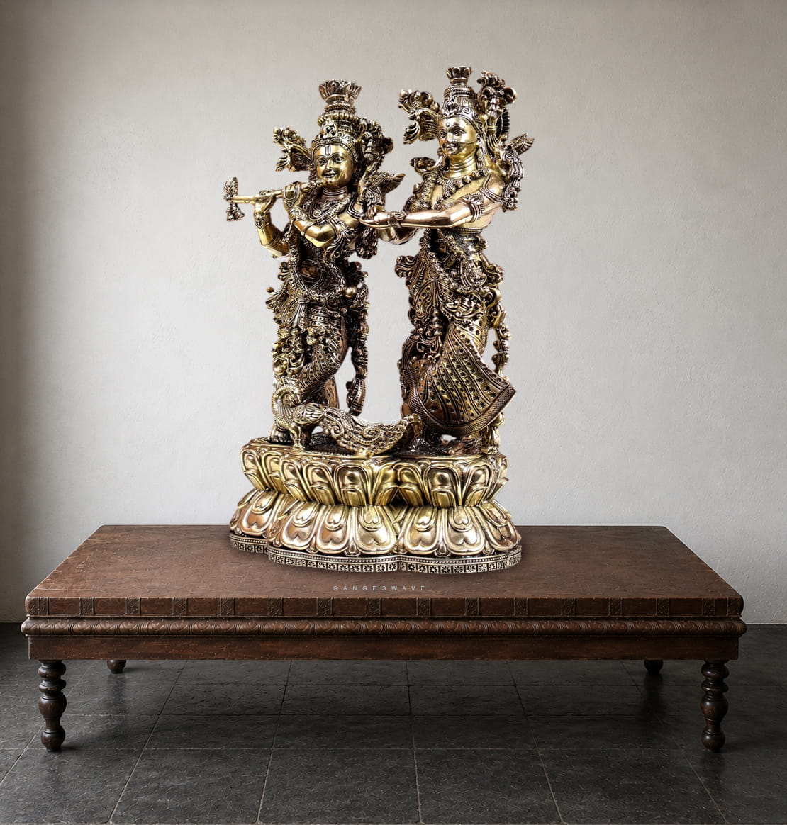 Superfine Brass Radha Krishna Idol - 8 inches - Image 5
