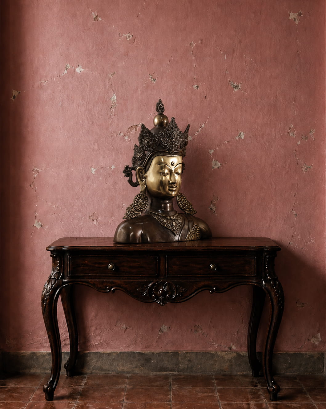Vintage Patina Crown Buddha Bust Decor - Image 4