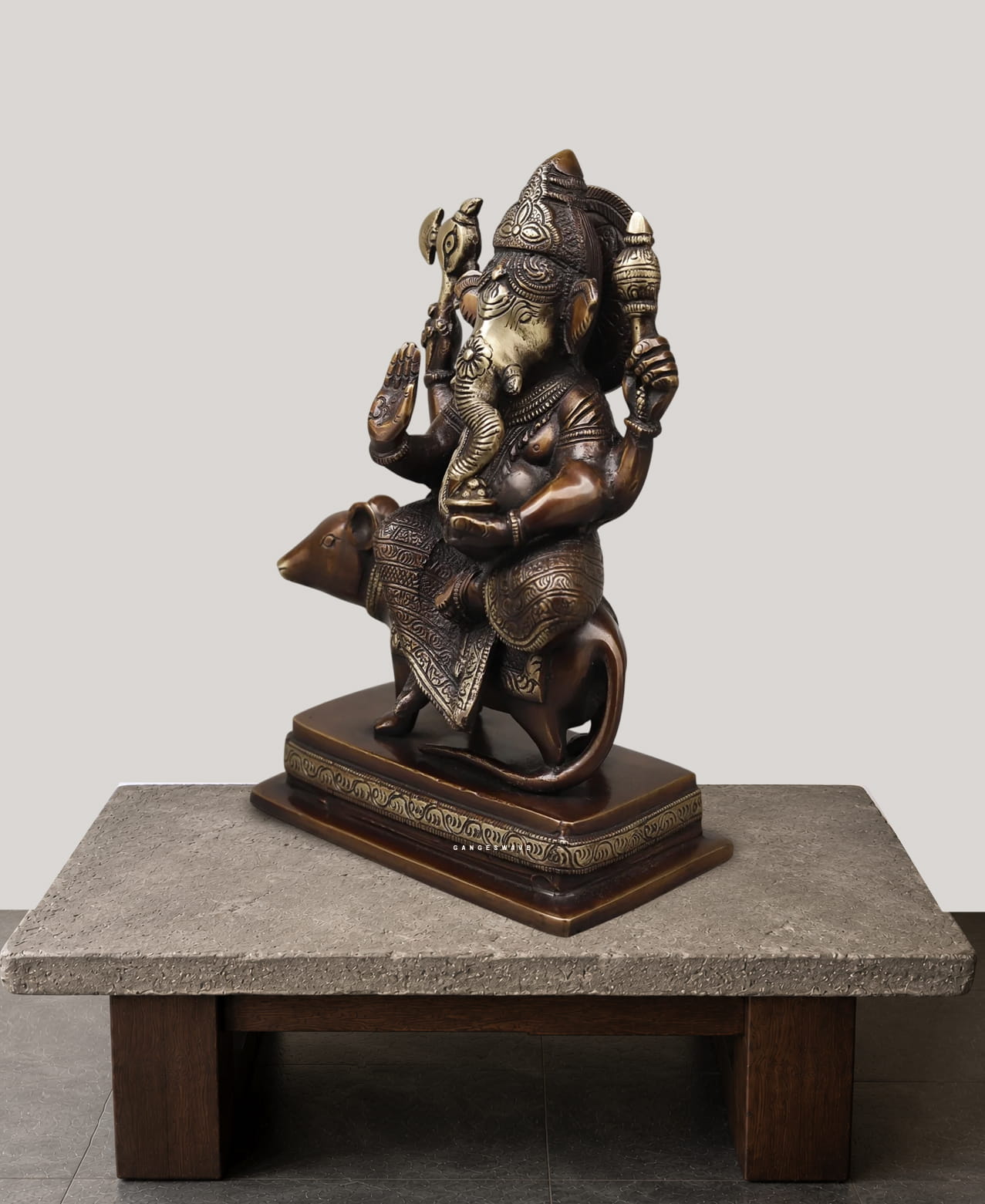 Brass Ganesha Vintage Finish On Mushak - Image 4