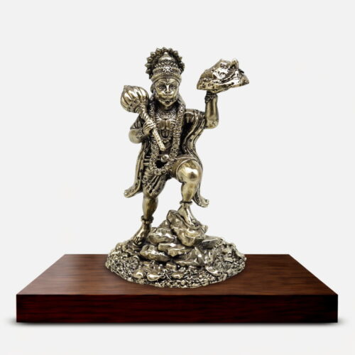 Brass Hanuman Murti with Parvat - 5 inches