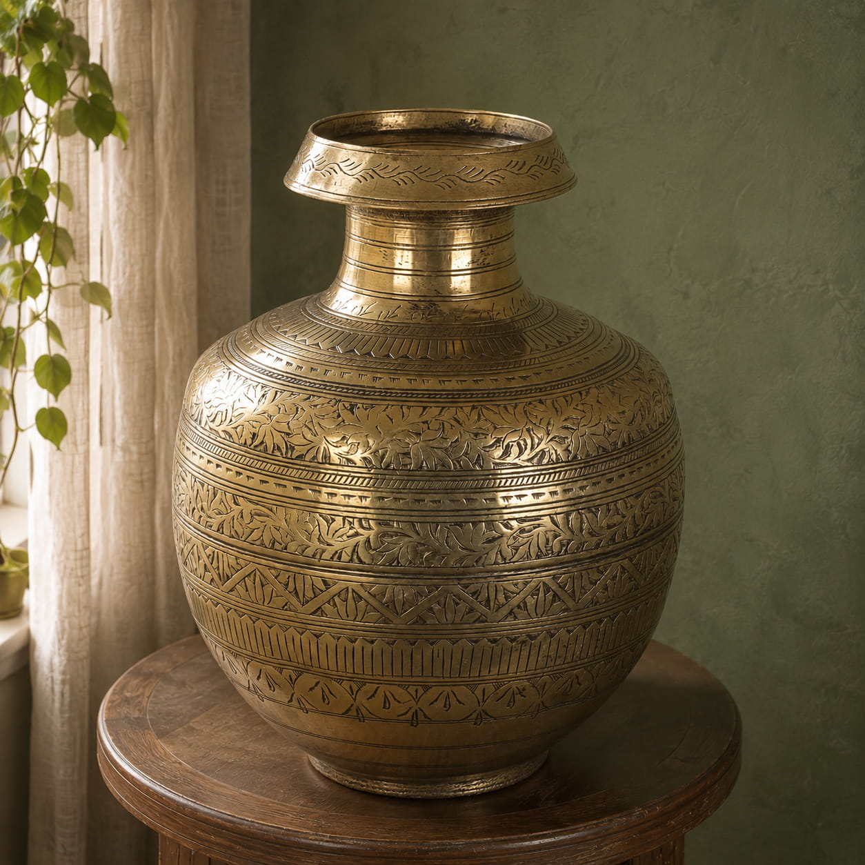 Traditional Indian Brass Kalash - 14 inches - Image 2
