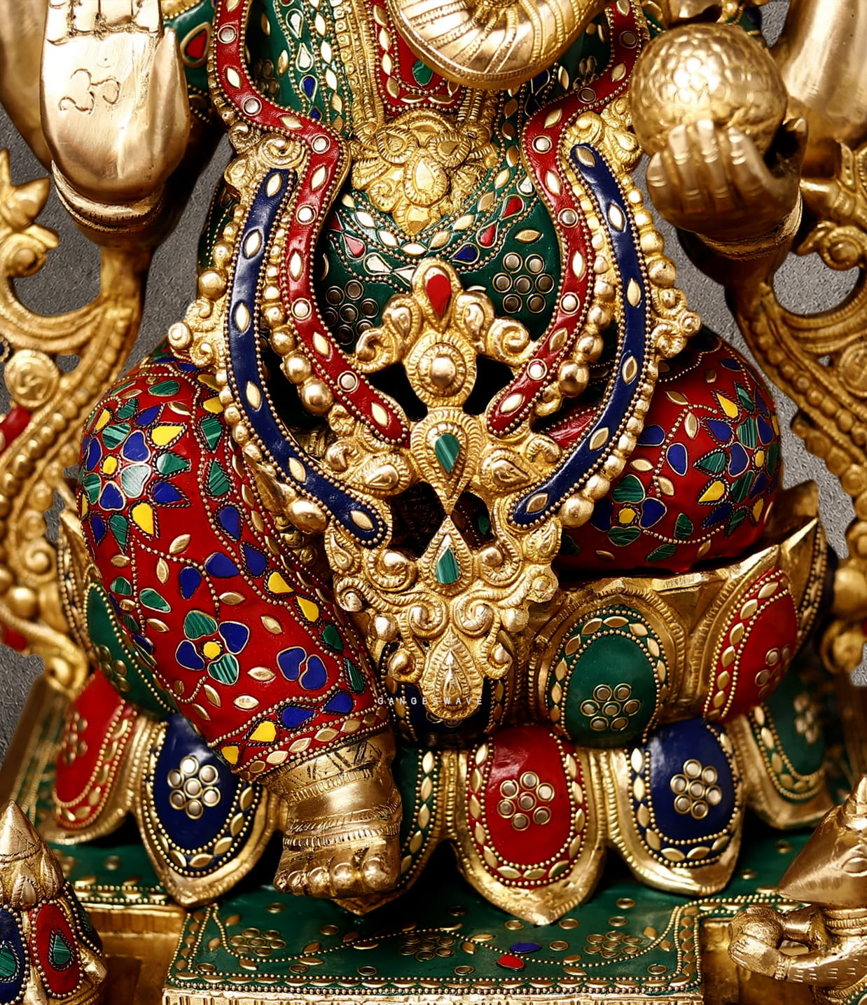 Brass Ganesh Murti with Meenakari Work - 24 inches - Image 6
