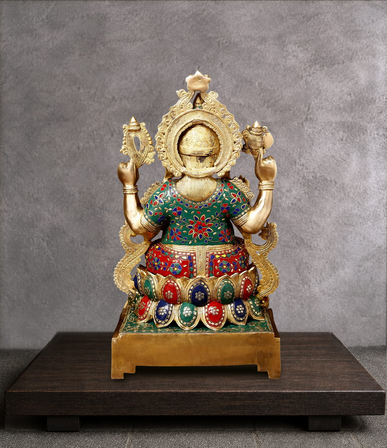 Brass Ganesh Murti with Meenakari Work - 24 inches - Image 4