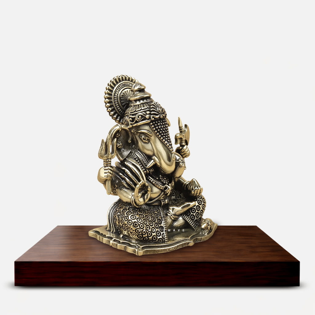 3 inches Premium Superfine Brass Ganesha Idol - Image 3