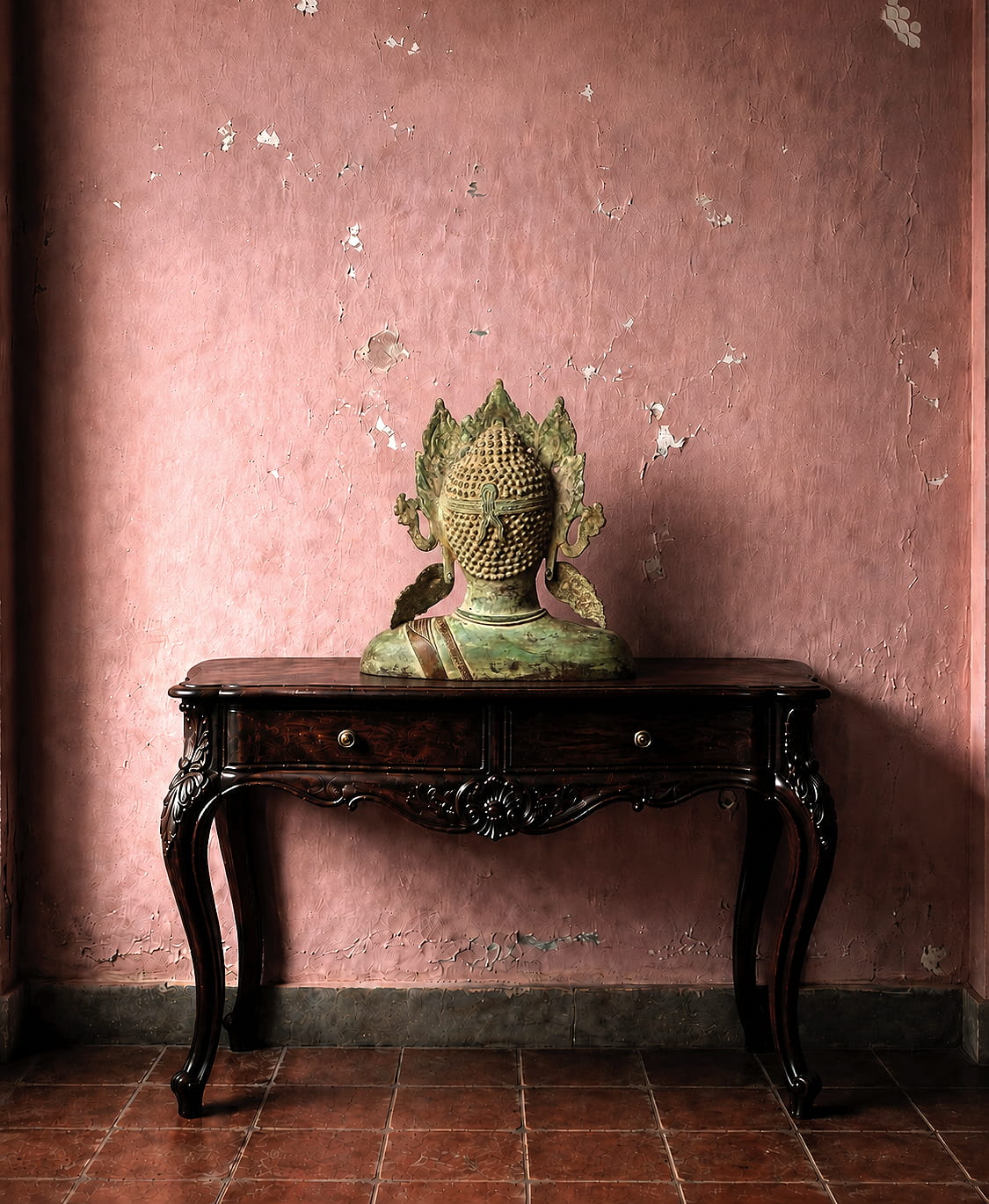 Vintage Patina Crown Buddha Bust - Image 5