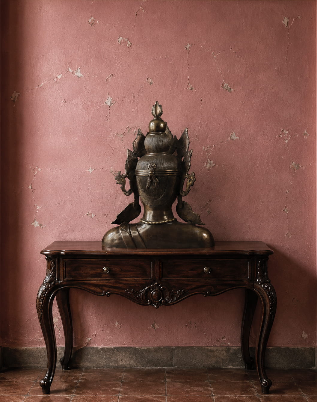 Vintage Patina Crown Buddha Bust Decor - Image 5
