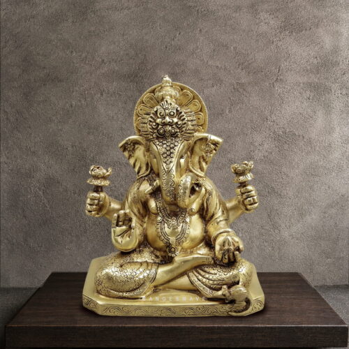 Dagru Seth Brass Ganesh Murti - 9 inches