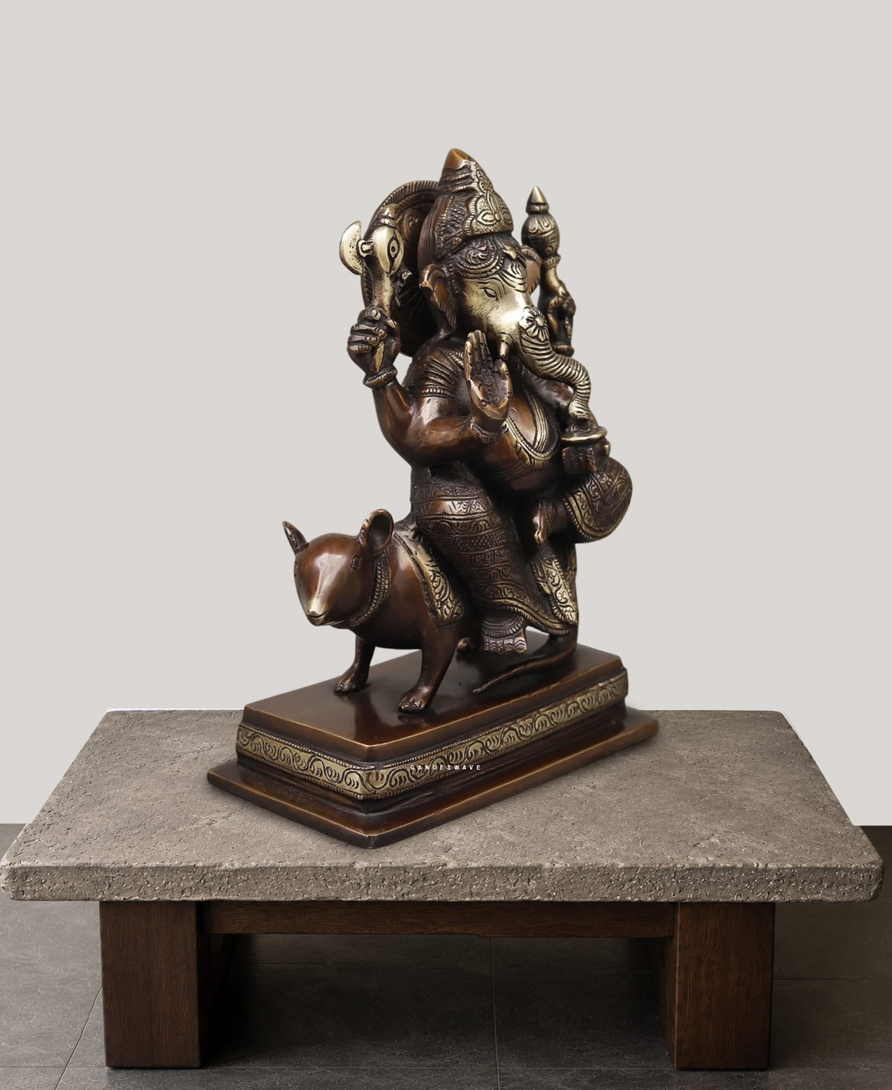 Brass Ganesha Vintage Finish On Mushak - Image 2