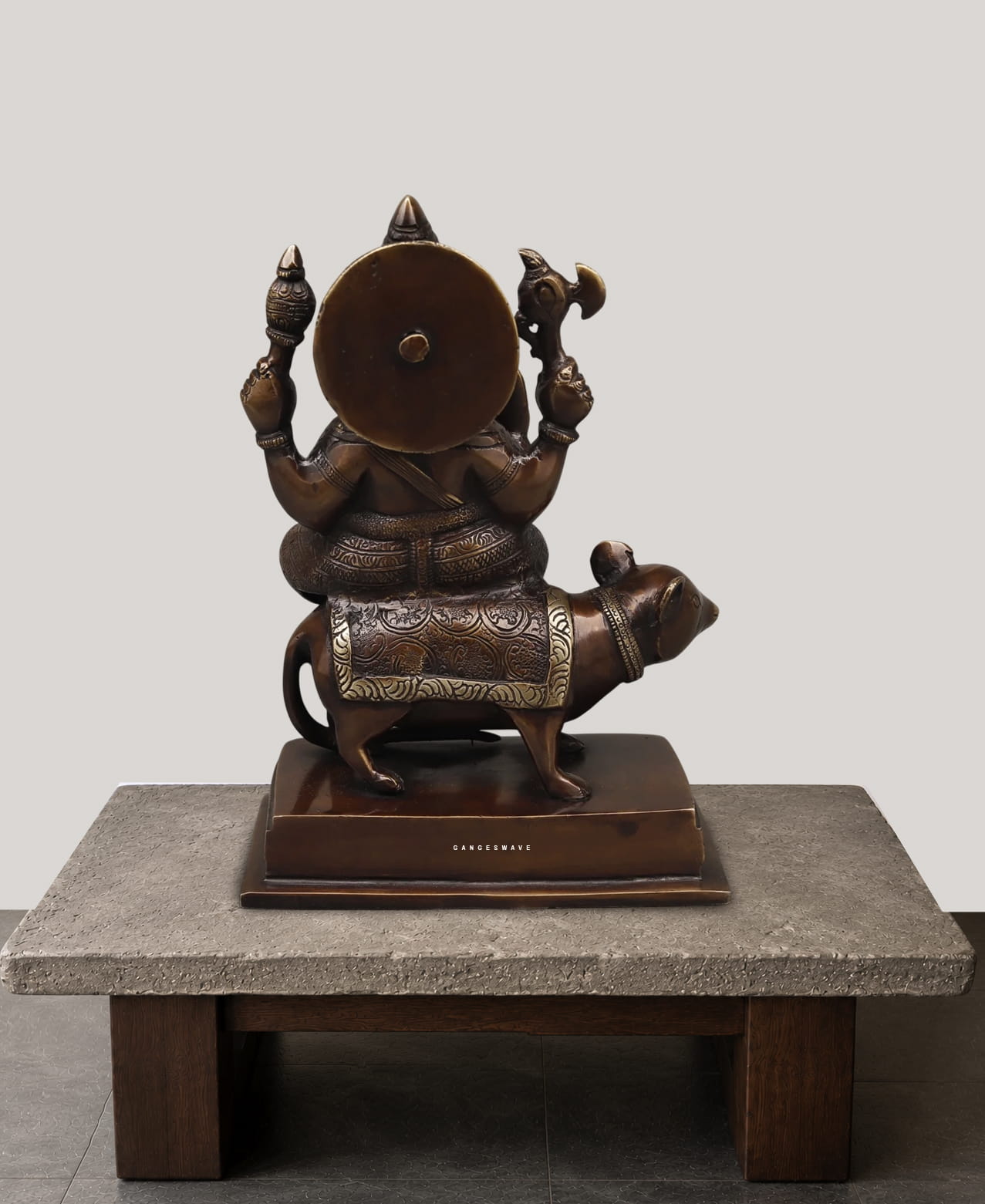 Brass Ganesha Vintage Finish On Mushak - Image 3