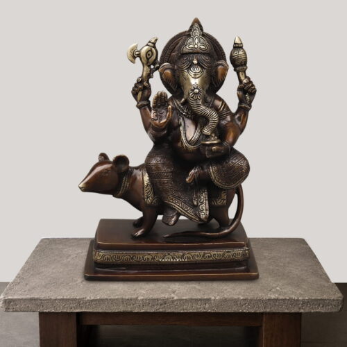 Brass Ganesha Vintage Finish On Mushak