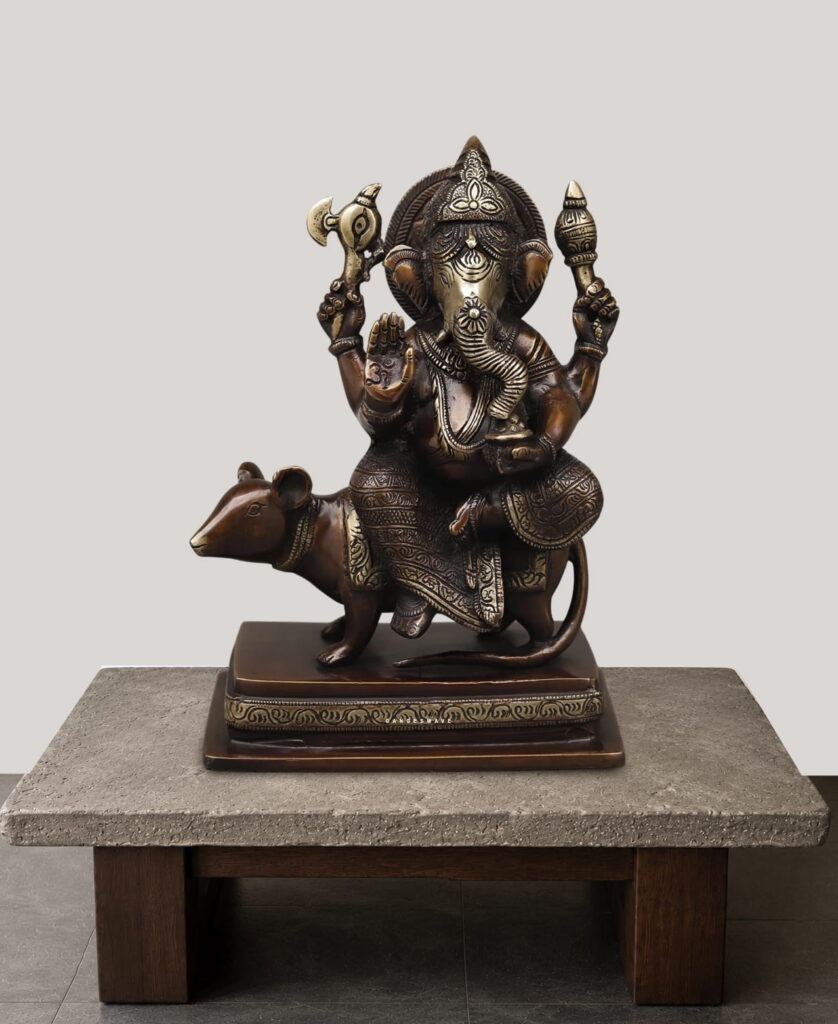 Brass Ganesha Vintage Finish On Mushak